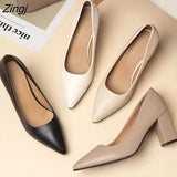Women's High Heels High Heels Dress Shoes Pointed Toe Boat Shoes Ladies White Wedding Square Heel Ladies Dress