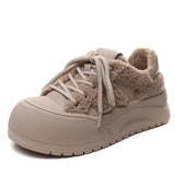 Cotton Shoes Women 2025 Winter New Thick Soles Increase Plus Velvet Warm Hair Shoes Big Head Casual