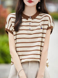 Polo Collar Short-Sleeved T-Shirt Women's 2025 New Fine-Spinning Wool Embroidered Age-Down Knitted Vest
