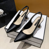 High Heels Women Tip 2025 New Autumn After The White Leather Air Single Shoes Black Fine Summer