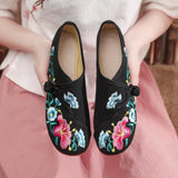 Zingj Glory Morning Glory Embroidery Flowers Round Head Spring Autumn Women's Shoes Single Shoes Canvas Embroidered Cloth