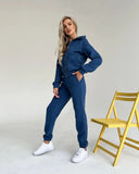 Autumn And Winter Plus Velvet Long-Sleeved Hooded Long-Sleeved Lady's Trousers