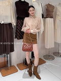 Xixi 2025 Autumn White Label Thin Temperament Elegant Lace Chiffon Shirt Long-Sleeved Shirt