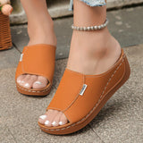 Thick-Bottomed Casual Slippers Women 2025 New Summer Word Solid Color Simple Fashion Fish Mouth