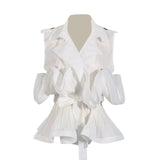 Temperament Commuter Wind Shirt 2025 Autumn New Design Sense Sleeveless Vest Flounce Lace Shirt