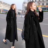 Coat Women's Long 2025 Autumn And Winter 2025 New Heben Popular Loose Over Knee Gray Thick