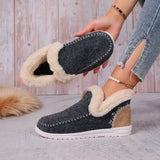 And Winter Large-Size Short Barrel Color Snow Boots Women's Feet Warm Flat Bottom Hair Mouth Cotton Boots