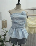 Bud Ponp-Upple Sling Vest With Three-Dimensional Flowers Shoulder-To-Heart Thai Top