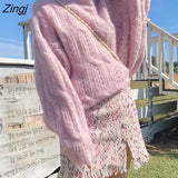 Women Hollow Out Sweater Long Sleeve O-neck Knitted Knitwear Casual Spring Autumn 2021 New Female Clothing Ins