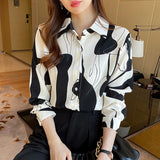 Women Shirt Long-sleeve Chiffon Blouse Women 2023 Spring New Womens Tops Printed Women Clothing Elegant and Youth Woman