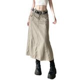 Zingj Style Tooling Metal Mou Nail Half Body Skirt Low Waist Simple Solid Color Base Versatile A-Line
