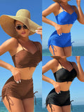 2024 New Solid Color Split Conservative Flat-Angle Trouser Trouser Trouser Side Trouser Swimsuit Swimsuit