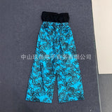 New Popular Print Wide Leg Pants Fake Two Teen Hip