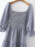 Women's Lattice Long Short-Sleeved Dress