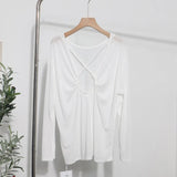 Real Shot Tiansi Mask Bare Back Long Sleeve Sunscreen Back Cross-Section Thin T-Shirt Shirt Top Woman