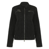 Trendy Fashion Cool Black Water Wash Denim Vintage Casual Long-Sleeved Jacket 2025