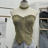 Vintage Babes Cowboy Breast Sling Sling Vest Sexy Sleeveless Hanging Neck Sleeveless Topie Girl