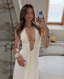 Women's Clothing Explosion Fashion Simple Sexy Deep V Waist Thin Temperament Dress