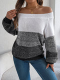 Shooting 2025 Autumn And Winter Casual Spell Shoulder Lantern Sleeve Sweater Women's