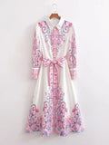 Women's Clothing Positioning Printing Long-Sleeved Shirt Dress