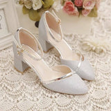 Women 2025 Spring And Autumn New Sleeker Wedding Shoes Women Fashion Thick Heel Single Shoes Buckle Bridesmaid High