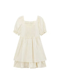 Collar Dress For Women Clothes 2023 Elegant Bow Agaric Lace Short Sleeve 2023 Summer A-line Dress High Waist Midi