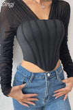 Elegant Women Party Crop Top Square Collar Puff Sleeve Autumn Corset Tops Slim Female Sexy Velevt Cropped Tops