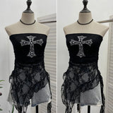 Hottie Street Sexy Lace Tset Bra Crucifix Nails Irregular Y2k Wear