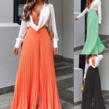 Spot Autumn 2025 New Women's Fashion Temperament Pressure Pleated Long Wide-Leg