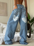 Worn Jeans Street Hot Girl Autumn New Low-Rise Loose Straight Pants Broad Legs