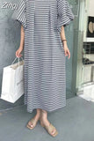 Women Puff Sleeve Plaid Dress Korea New Fashion Ladies Womens Casual Loose Dresses Woman Long