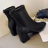 Boots 2025 New Female Boots Winter Head Behind The Zipper Short Boots Women's Coarse And Middle Boots