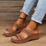 Large-Size Car Line Slippers 2025 New Women's Round Head Comfortable Slippers Slope Retro Cool