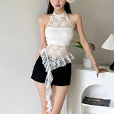 2024 Summer New Women's Clothing Pure Desire To Hang The Neck Of The Open Back Irregular Side Of The Small
