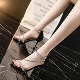Small Sandals Women 2025 New Summer Heel With Skirt Water Drill With Temperament High Heels Fairy