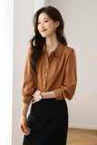 2025 New Solid Color Shirt Slim Fashion Shirt Elegant Temperament Commuting OL Chiffon