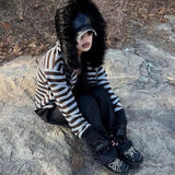 And Winter New Gothic Harajuku Ins Fashion High Street Punk Streak Zipper Hoodie Y2k