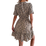 Wind Shooting New Leisure Wave Point In Spring And Summer To Close The Waist Lotus Leaf Side Of The Dress Women's