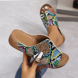 Zingj Bottom Slippers Female 2024 Summer Leopard Print Fashion Patchwork One-Line Flat