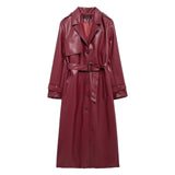 Explosion Women's Autumn/Winter New Overneck With Long Imitation Leather Wind