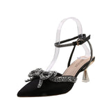 Sandals Women's Fine Heel Tip 2025 Summer New Bag Head Casual Wine Glass And A Word Buckle With Sandals