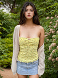 Cloth Forget French Pastoral Small Broken Flower Folded Bra Type Shoulder Boobs Boobs Design Style Wrapped Bra