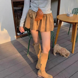 Elastic High Waist Suede Mini Skirt- Outfit