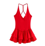 Women's Clothing Explosive Temperament Fashion Splicing Hanging Neck