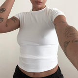 Women's New Solid Color Body Short-Sleeved T-Shirt Women's Fashion Casual Bottoming