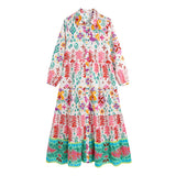 Spring Women's Long Sleeve Positioning Print Dress