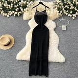 Grid Sling Dress Women's Summer New Folding Coat Wearing Long Body Dressing Vest Burqa