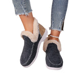 And Winter Large-Size Short Barrel Color Snow Boots Women's Feet Warm Flat Bottom Hair Mouth Cotton Boots