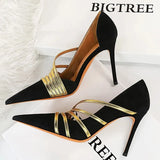 Shoes Sexy High Heels Suede Women Pumps Stiletto Party Shoes Women Heels Pointed Toe Hollow Women Sandals Plus Size
