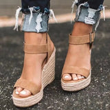 And Grass Linen One-Word Sandals Women Large Size High Snake-Snake Cold